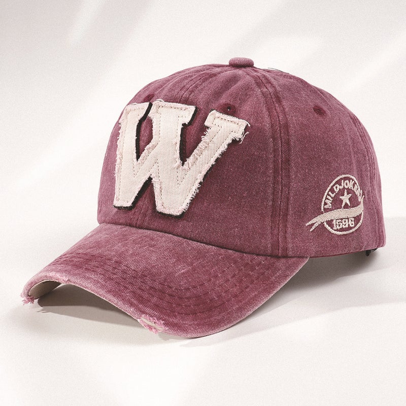 Cross-border men's and women's European and American baseball cap embroidery love W letter C standard washing old cap hiking - Image 3