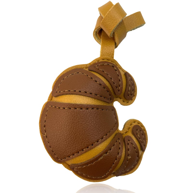 Yonuni Handmade Leather Croissant Bag Charm, Cute Brown Bread Keychain for Handbags Backpack Purses Accessories Charm, Fashion Food-Themed Gift Idea Decoration - Image 1