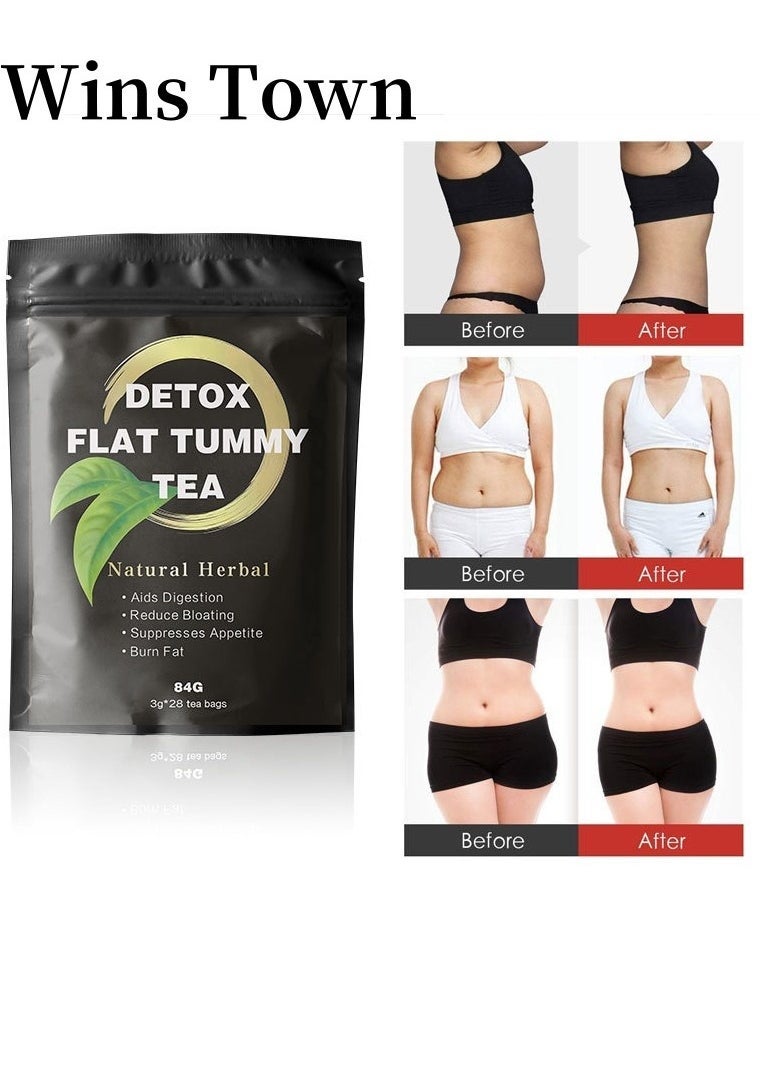 Wins Town Detox Flat Tummy Tea,Burn Fat Slimming Tea Healthy,Aids Digestion Reduce Bloating Suppresses Appetite, Support Healthy Digestion And Metabolism 28 Bags  - Image 1