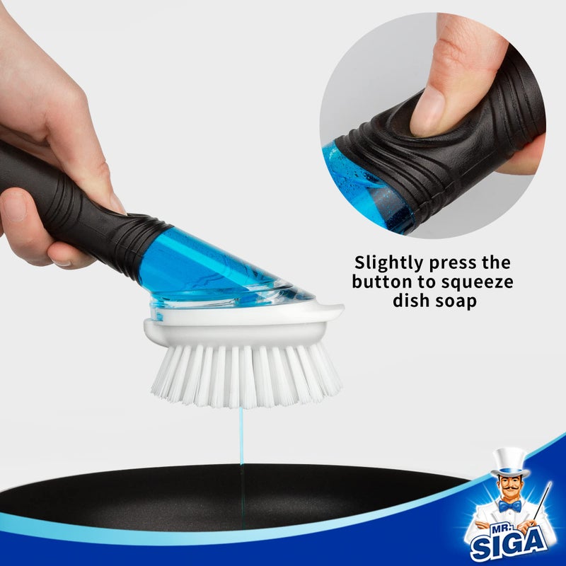 Mr Siga MR.SIGA Soap Dispensing Dish Brush Storage Set, Kitchen Brush with Holder for Pot Pan Sink Cleaning - Image 3
