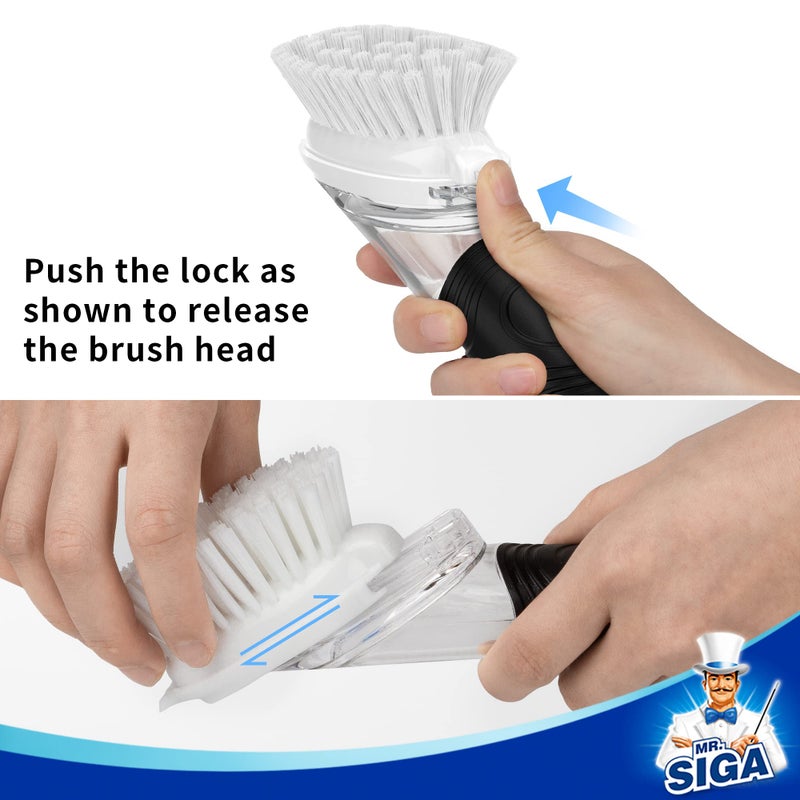 Mr Siga MR.SIGA Soap Dispensing Dish Brush Storage Set, Kitchen Brush with Holder for Pot Pan Sink Cleaning - Image 4