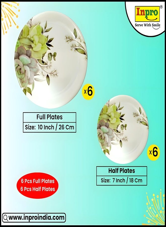 Inpro Complete Your Kitchen Dining with a Round Plate Set of 12 (6 Full Plate & 6 Half Plate) for Dinner - Perfect Dinner Plates Set for Snacks and More! - Image 2