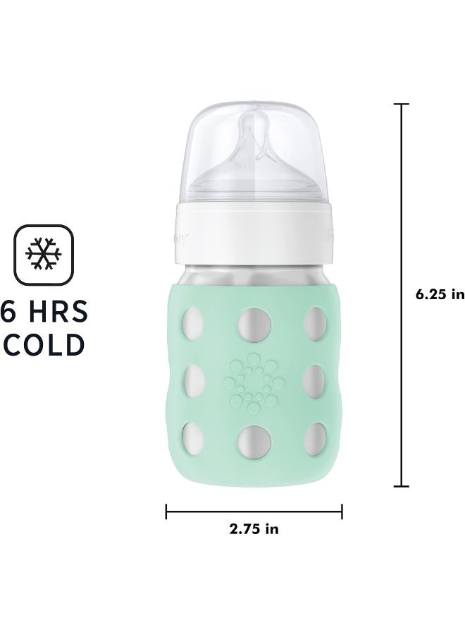 lifefactory زجاجة حليب للأطفال بسعة 8 أونصات من ستانلس ستيل معزولة بالفراغ بفتحة واسعة، مرحلة 2، نعناع، LS2211WMI4 - Image 5