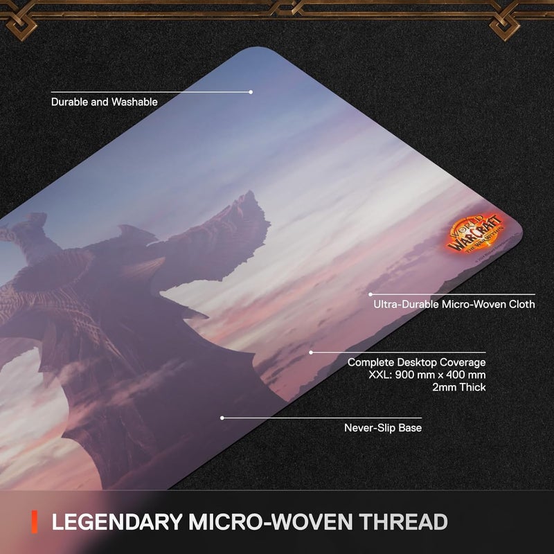 SteelSeries QcK Gaming Mousepad  World of Warcraft Edition  Includes InGame Item  XXL Thick Cloth  Sized to Cover Desks  Peak Tracking and Stability  Optimized For Gaming Sensors - Image 3