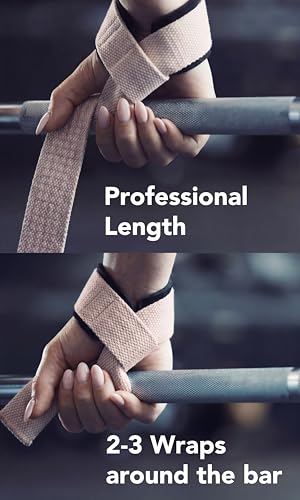 Fitgriff Lifting Wrist Straps for Weightlifting Gym Deadlift Workout Made of Premium Cotton Padded Men Women Standard Blush Pink SiliconeGrip - Image 3