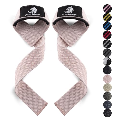 Fitgriff Lifting Wrist Straps for Weightlifting Gym Deadlift Workout Made of Premium Cotton Padded Men Women Standard Blush Pink SiliconeGrip - Image 1
