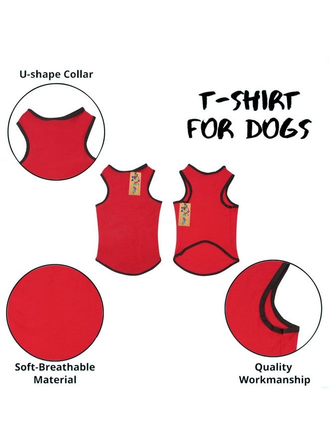 Western Era Soft Cotton Dog T-Shirt, Comfortable Dog Clothing, Sleeveless Vest Puppy Outfit, Apparel (Red) (Medium - 16Inches) - Image 2