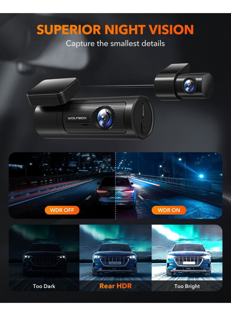 وولف بوكس داش كام وولف بوكس i05 أمامية 4K + خلفية 1080P مع GPS وWiFi - Image 5