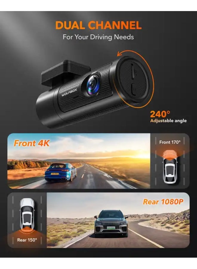وولف بوكس داش كام وولف بوكس i05 أمامية 4K + خلفية 1080P مع GPS وWiFi - Image 2