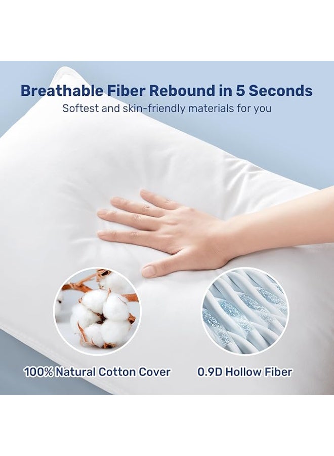 Luxury Hotel Collection Pillows – Ultra Soft 100% Cotton Down-Alternative Pillow Set, Standard Size, Fluffy Comfort for Back, Side & Stomach Sleepers - Image 5