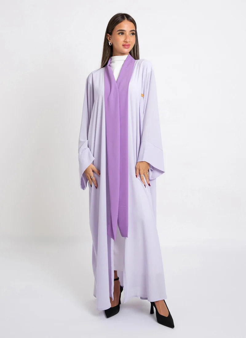 Kaafmeem Lavender on Purple Flowstyle Abaya