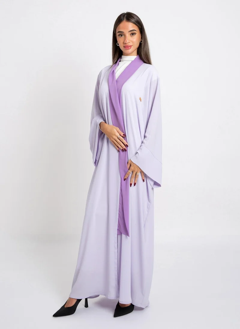 Kaafmeem Lavender on Purple Flowstyle Abaya