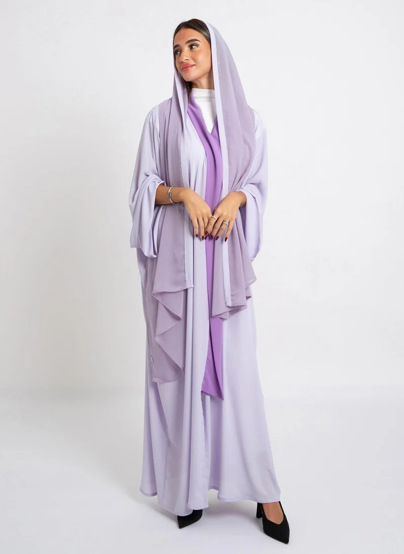 Kaafmeem Lavender on Purple Flowstyle Abaya