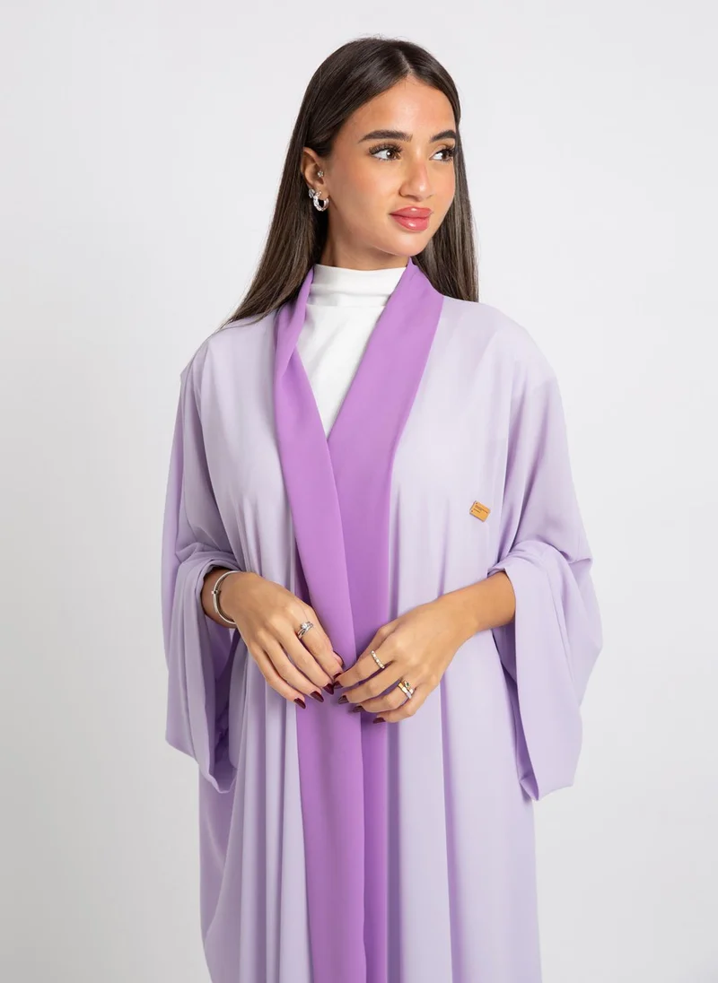 Kaafmeem Lavender on Purple Flowstyle Abaya