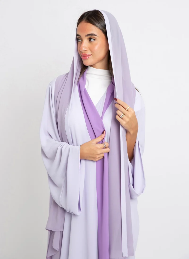 Kaafmeem Lavender on Purple Flowstyle Abaya