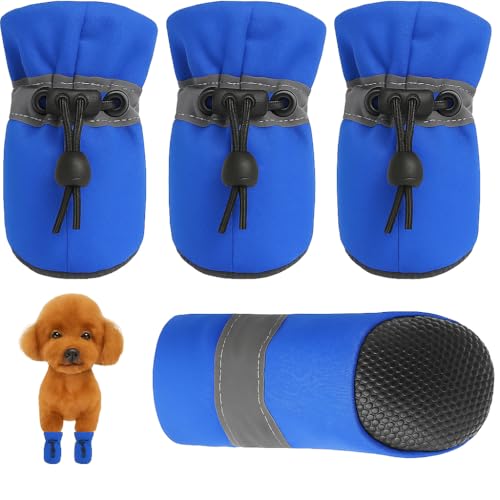 KUTKUT Dog Boots Paw Protector, Anti-Slip Dog Shoes Pet Booties with Reflective Straps for Beagles, Corgi, French Bulldog etc (Size: 7, Feet Long: 6.5cm, Feet Wide:5.5cm) - Image 1