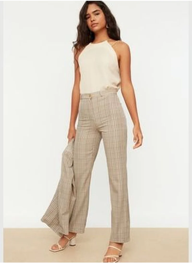 trendyol Beige High Waist Woven Trousers TWOSS22PL0117