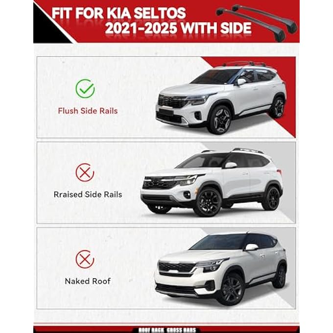 rayihni Roof Racks Cross Bars Fit for Kia Seltos KX3 2021 2022 2023 2024 Crossbars with Lock - Image 3