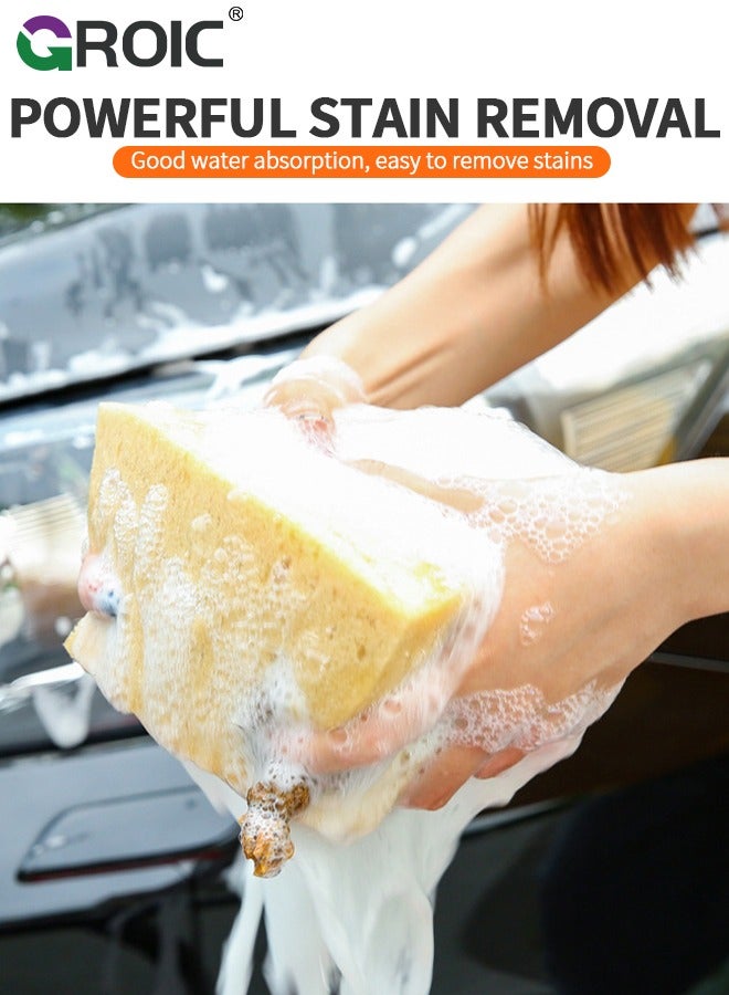 GROIC 3-PCs Car Wash Sponges Large Cleaning Honeycomb Sponges, Car Cleaning Supplies High Foam Cleaning Washing Sponge Pad for Car Cleaning Scrubber Non-Scratch 16.5*10*9 CM - Image 3