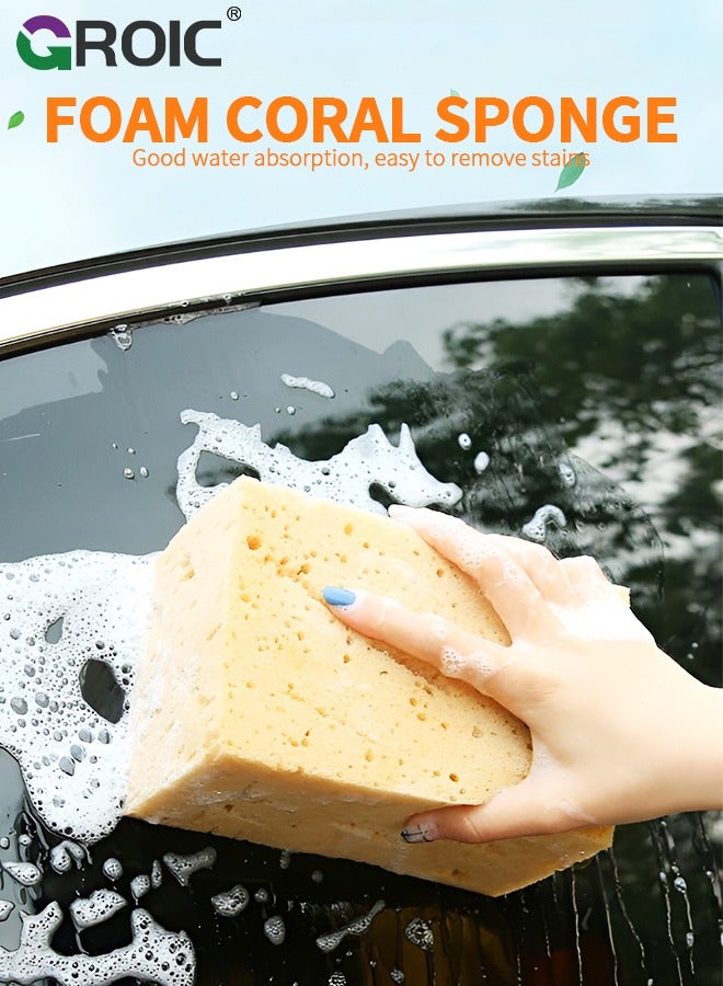 GROIC 3-PCs Car Wash Sponges Large Cleaning Honeycomb Sponges, Car Cleaning Supplies High Foam Cleaning Washing Sponge Pad for Car Cleaning Scrubber Non-Scratch 16.5*10*9 CM - Image 2