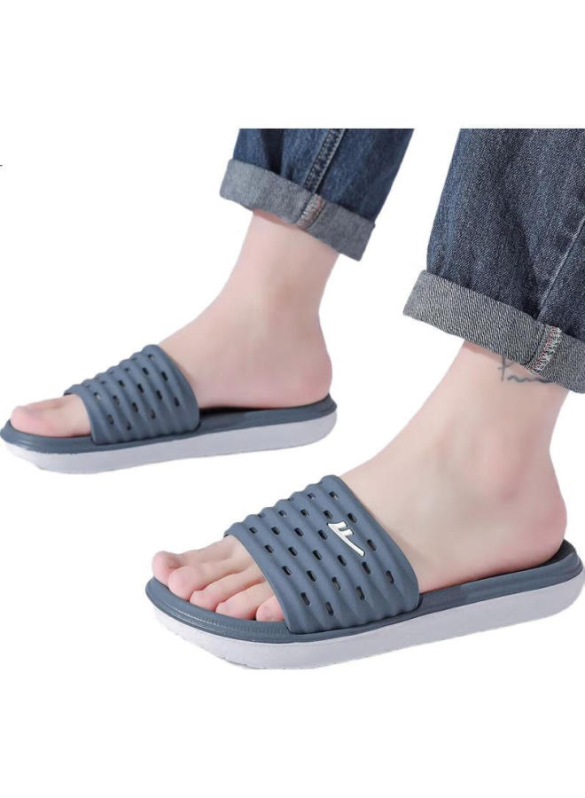Pull Back Warrior Quick-Drying Men'S Anti-Slip Bathroom Slippers Indoor Outdoor Wear Cool Slippers Hl018019 Blue Gray Size 43 - Image 1