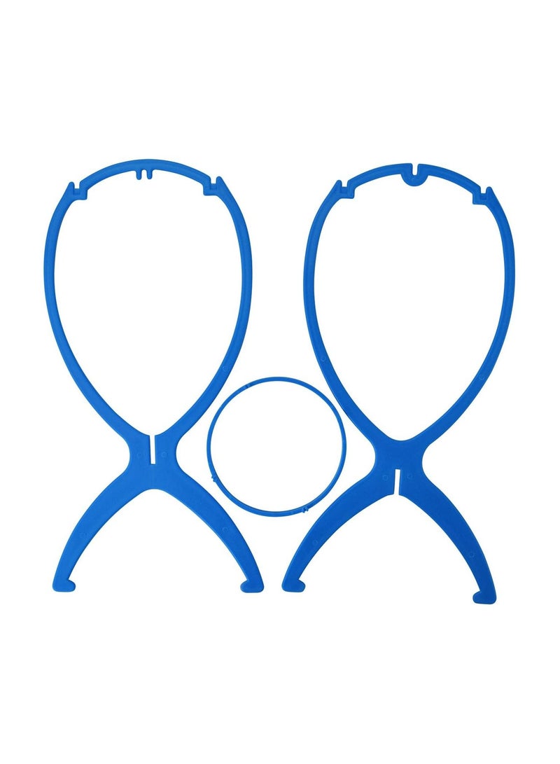 إستيل حامل شعر مستعار 6 قطع قابل للحمل بلاستيك متين قابل للطي حامل شعر مستعار أداة عرض قطع شعر مستعار ثابت حامل مجفف (أزرق) - Image 3