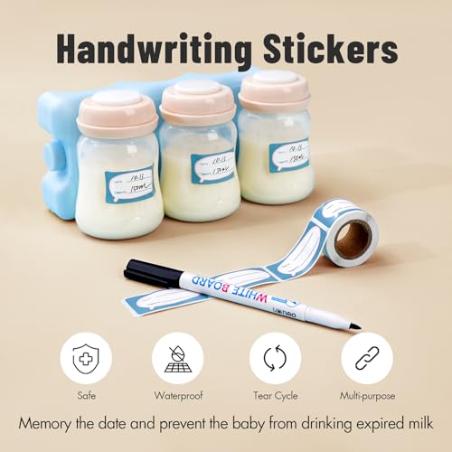 Phanpy Breast Milk Storage Bottles 6pcs with Handwriting Stickers, 6oz Breastmilk Storage Containers for Fridge, Wide Neck Breast Milk Freezer Storage Organizer, Compatible with Phanpy Breast Pump - Image 2