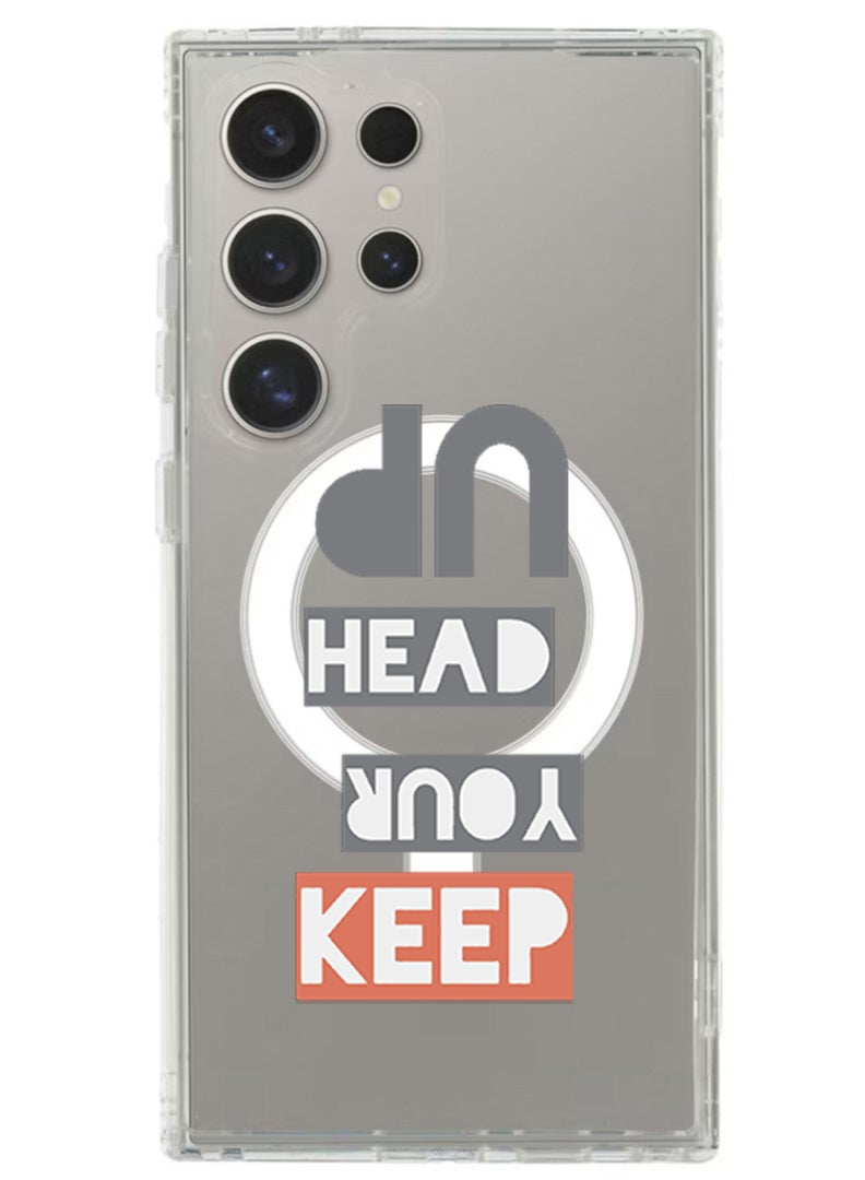 Theodor Magnetic Case for Samsung Galaxy S24 Ultra 6.8-inch Compatible with MagSafe Wireless Charging, Shockproof Phone Bumper Cover Keep your head up - Image 1