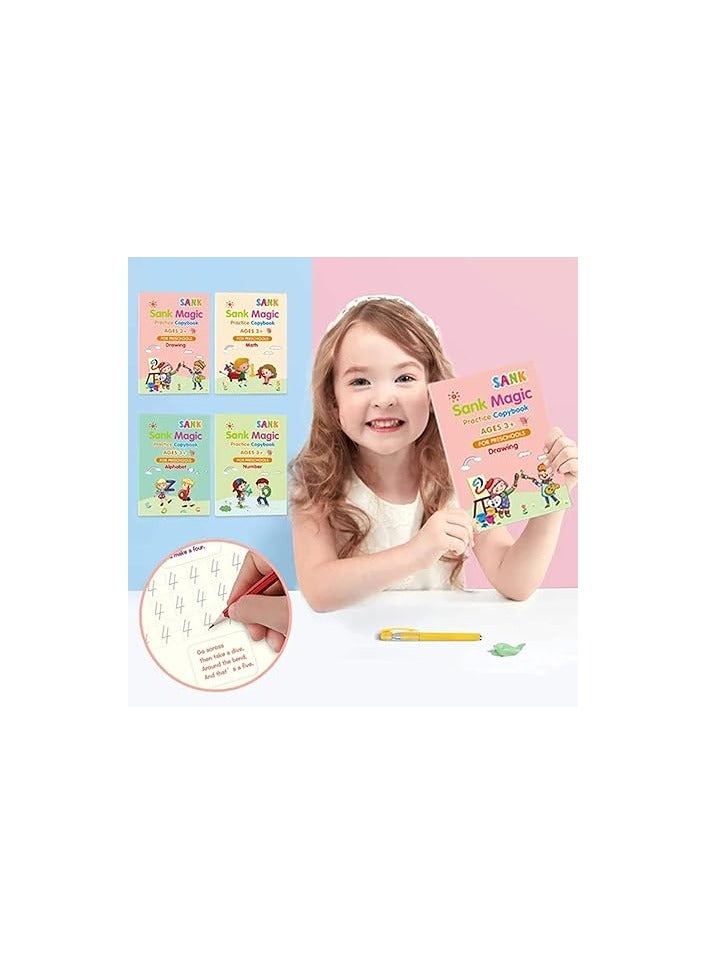 Bills Sank Magic Practice Copybook 4 BOOK 10 REFILL 1 pen 1 grip Number Tracing Book for Preschoolers with Pen Magic Calligraphy Copybook Set Practical Reusable Writing Tool Simple Hand Lettering - Image 4