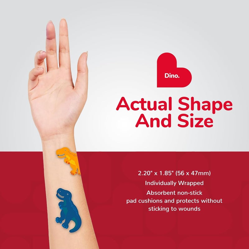BioSwiss Bandages Dinosaur Shaped Self Adhesive Bandage Latex Free Sterile Wound Care 24 Count - Image 4