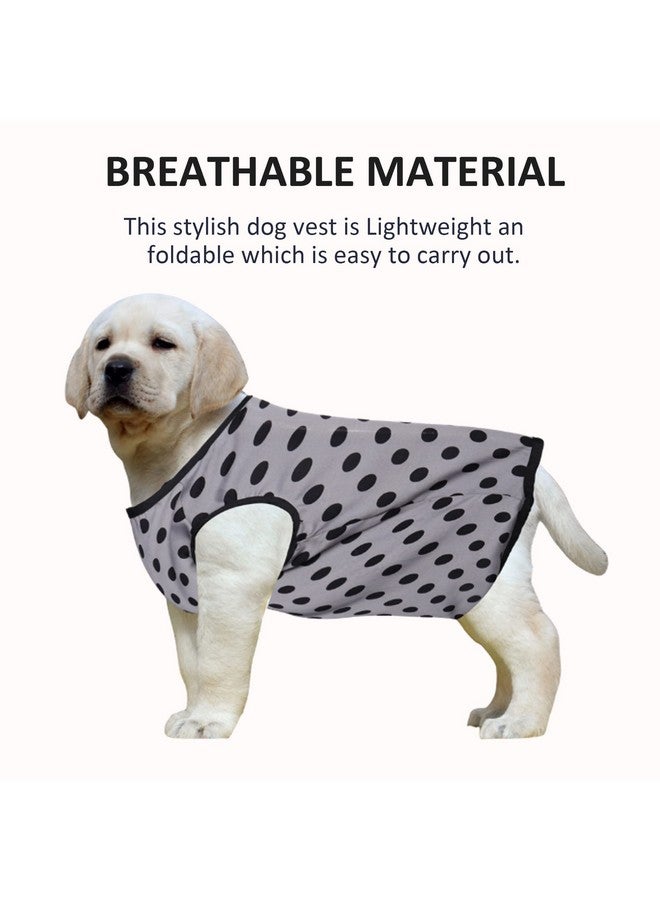 ويستيرن إرا تي شيرت كلاب من القطن الناعم الرائع، ملابس كلاب مريحة، سترة بدون أكمام، ملابس جرو (رمادي بولكا) (كبير) (20 بوصة) - Image 4