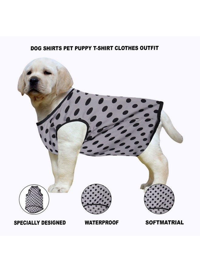 ويستيرن إرا تي شيرت كلاب من القطن الناعم الرائع، ملابس كلاب مريحة، سترة بدون أكمام، ملابس جرو (رمادي بولكا) (كبير) (20 بوصة) - Image 2