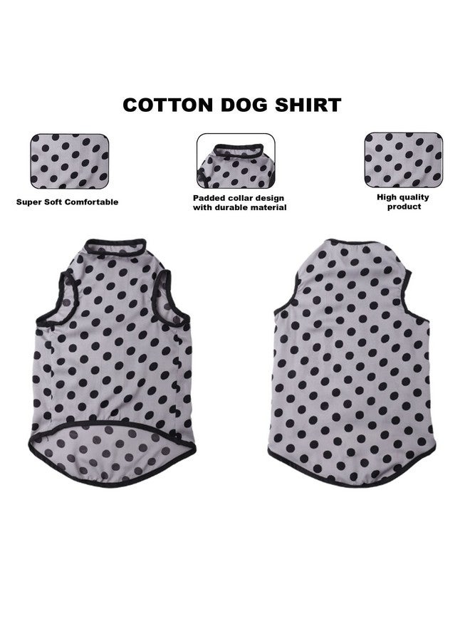 ويستيرن إرا تي شيرت كلاب من القطن الناعم الرائع، ملابس كلاب مريحة، سترة بدون أكمام، ملابس جرو (رمادي بولكا) (كبير) (20 بوصة) - Image 3