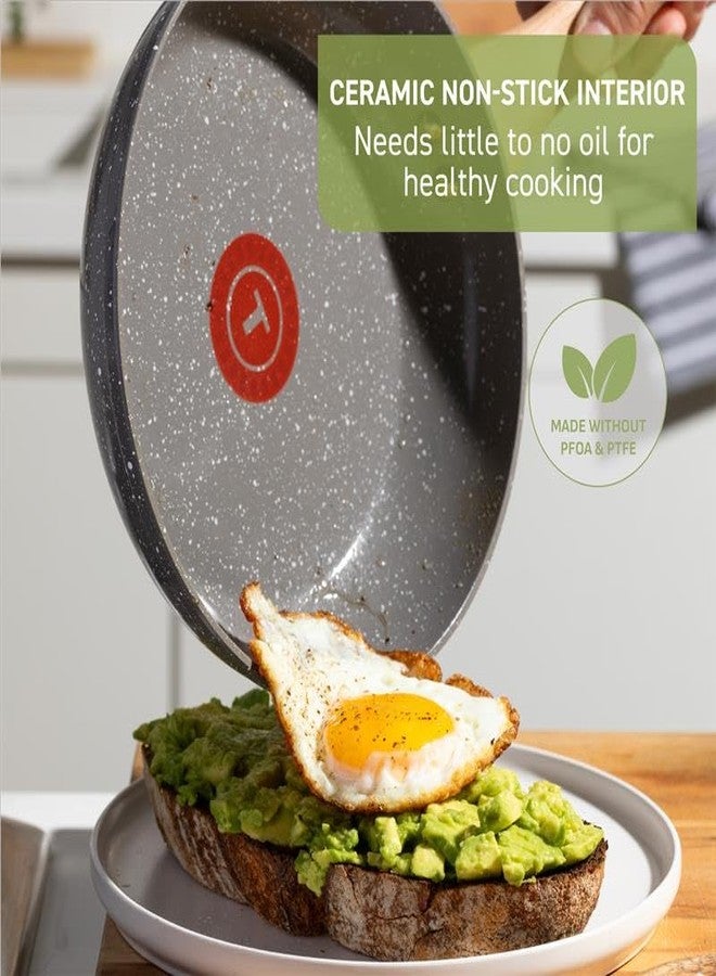 T-Fal Revive Ceramic Nonstick Frying Pan 12 Inch Skillet, Oven Safe to 350°F, Stay-Cool Handle, Grey Granite - Image 2