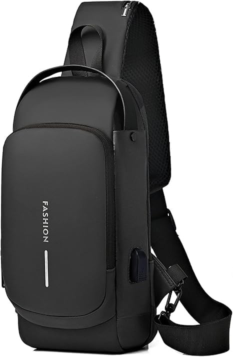 XBEY Sling Bag For Men CrossBody Backpack For Men Women, Anti-Theft Chest Bag With USB Charging Port, Waterproof Small Backpack for Outdoor Work Hiking Running Sport Travel Bag (Black) - Image 1
