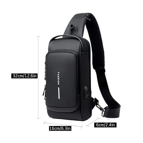 XBEY Sling Bag For Men CrossBody Backpack For Men Women, Anti-Theft Chest Bag With USB Charging Port, Waterproof Small Backpack for Outdoor Work Hiking Running Sport Travel Bag (Black) - Image 4