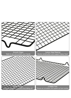SYOSI 4 Pack Cooling Racks for Cooking and Baking Thick Wire Stainless Steel Baking Racks Nonstick Wire Grids Rack for BBQ Grilling Roasting Steaming Baking Drying Square Round Fit Various Sizes  - Image 2