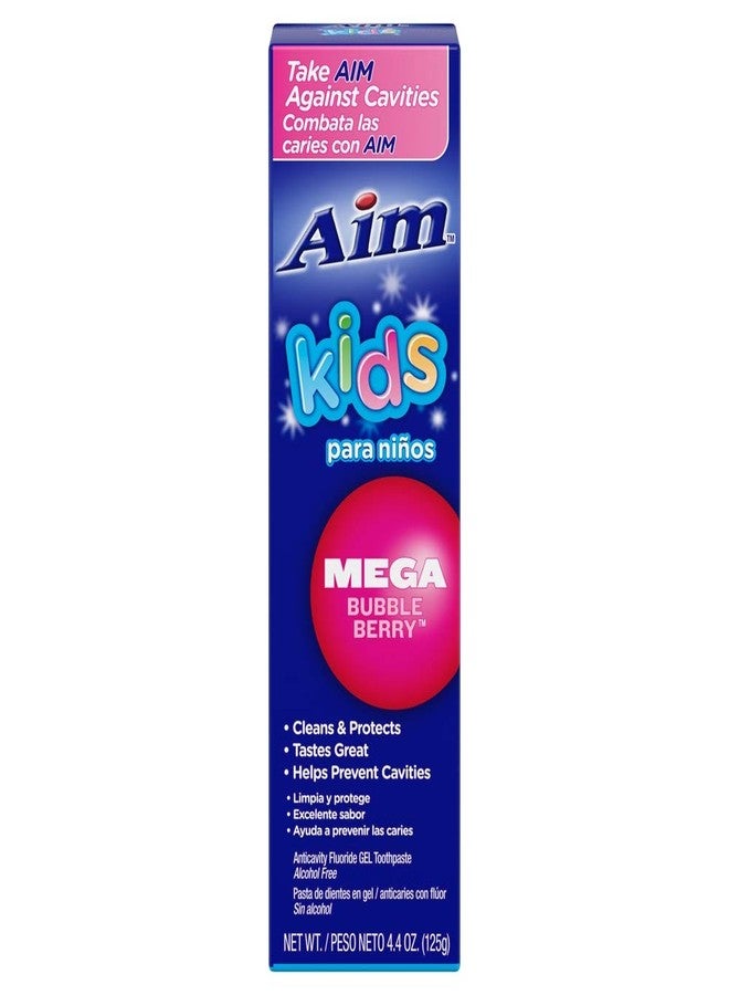 Aim Kids Mega Bubble Berry Flouride GEL Toothpaste 4.8 Oz (4 Pack) - Image 1