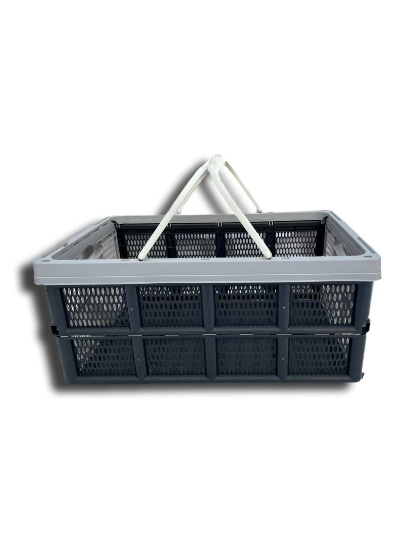 Generic Collapsible Reusable Plastic Grocery Shopping Basket, Small Foldable Storage Crates with Handles  - Image 1