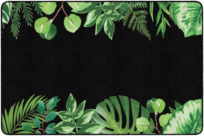 SCHOOLGIRL STYLE SIMPLY BOHO GREENERY CLASSROOM AREA RUG FOR INDOOR CLASSROOM LEARNING OR KID BEDROOM EDUCATIONAL PLAY MAT 5X76 BLACK