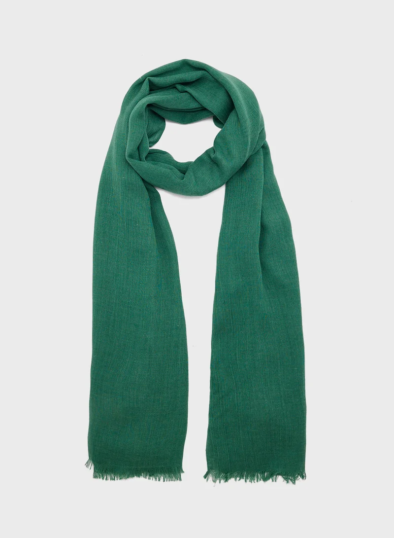 Khizana Frayed Edge Cotton Mix Long Hijab Scarf