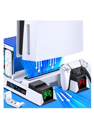 PS5 Stand, with Controller Charging Station and Cooling for PS 5 Console Digital Edition&Disc Version Dual Charger Dock 3 Fan Speeds Game Slots White - pzsku/ZF2F2CD44A23849522468Z/45/_/1677842300/e147d542-534b-4217-957c-7152c032ad39