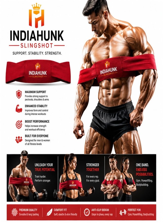 INDIA HUNK INDIAHUNK Slingshot Bench Press Band (Size L) - 2026 Strength Training Resistance Band for Bench Press, Dips & Push-Up Assistance | Workout Band for Men & Women - Image 2