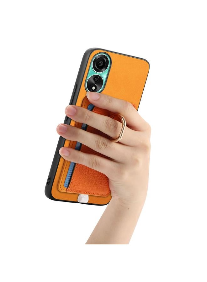 اس-توب جراب لهاتف OPPO A78 4G بتصميم كلاسيكي متقاطع من الجلد مع حلقة جانبية وحقيبة بطاقات وحافظة هاتف MagSafe - Image 5