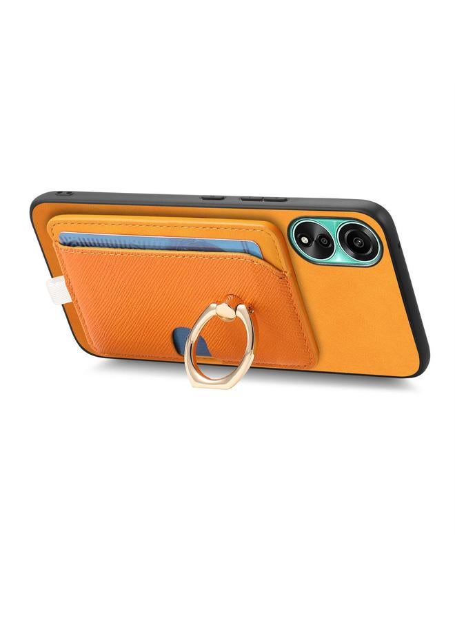 اس-توب جراب لهاتف OPPO A78 4G بتصميم كلاسيكي متقاطع من الجلد مع حلقة جانبية وحقيبة بطاقات وحافظة هاتف MagSafe - Image 3