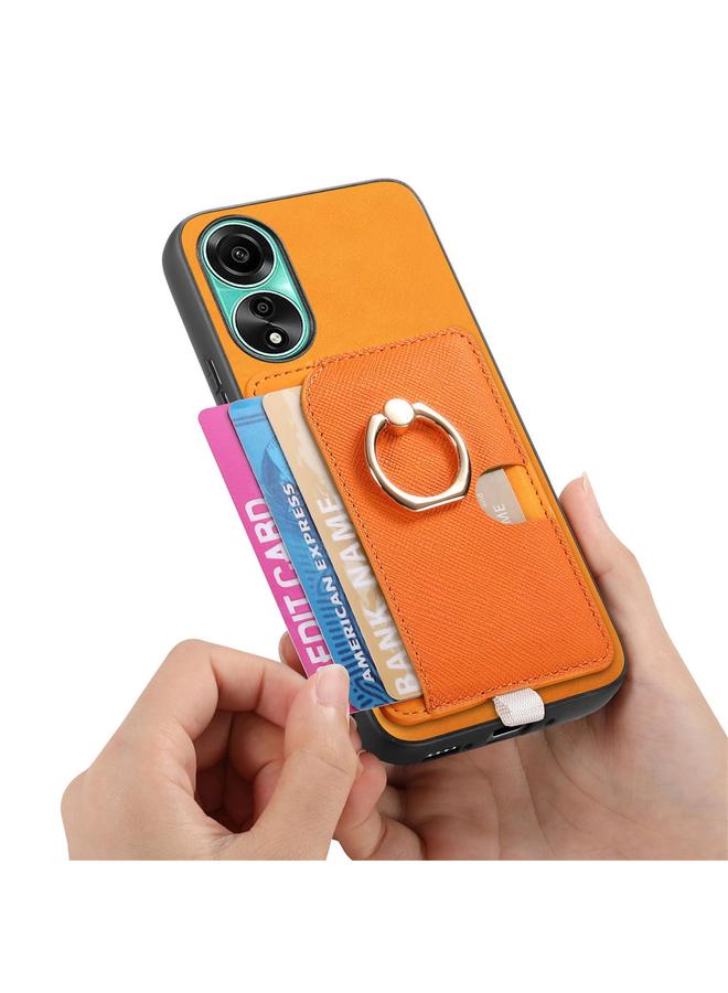 اس-توب جراب لهاتف OPPO A78 4G بتصميم كلاسيكي متقاطع من الجلد مع حلقة جانبية وحقيبة بطاقات وحافظة هاتف MagSafe - Image 4