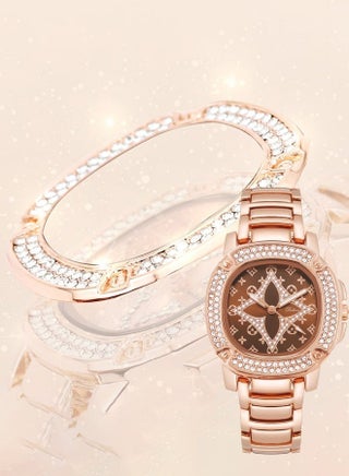 Lushika Rose Gold Women\'s Watch LUSHIKA Luxury Rose Gold Quartz Watch Jewelry Set for Women  main image 3