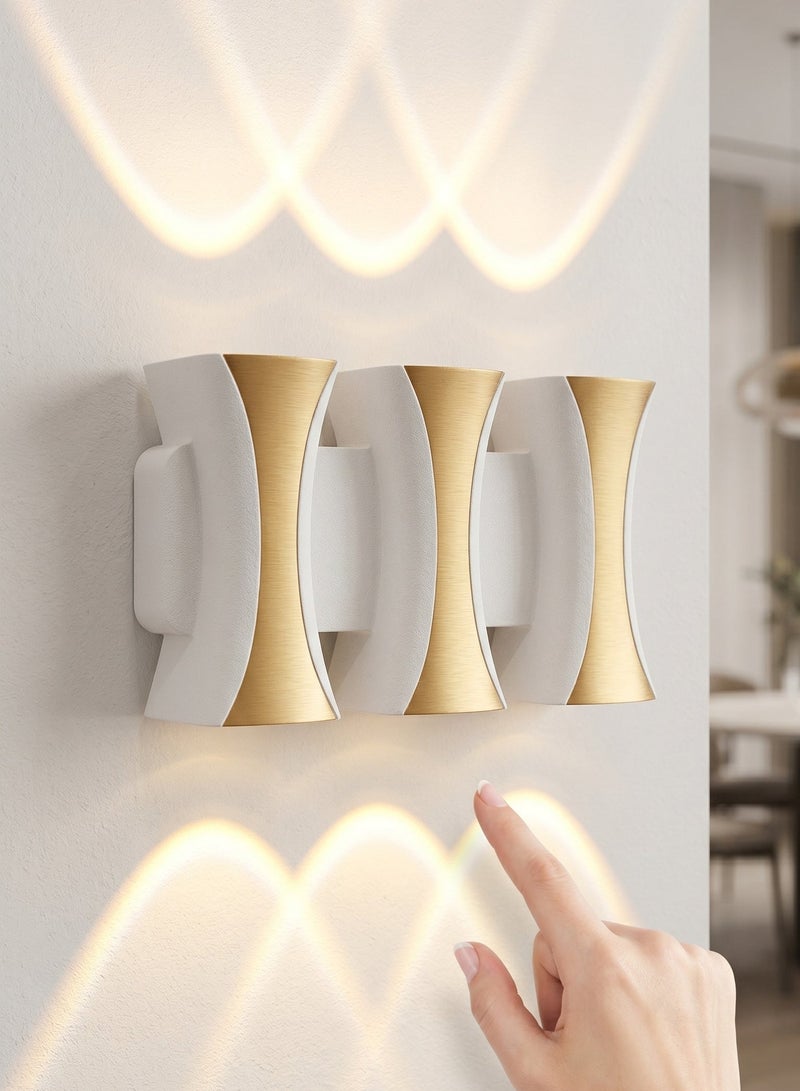 Up Down LED Wall Light 6W Modern Triple Direction Sconce White and Gold Luxury Design Indoor Decorative Lighting Fixture for Living Room and Bedroom 15cm - Image 2