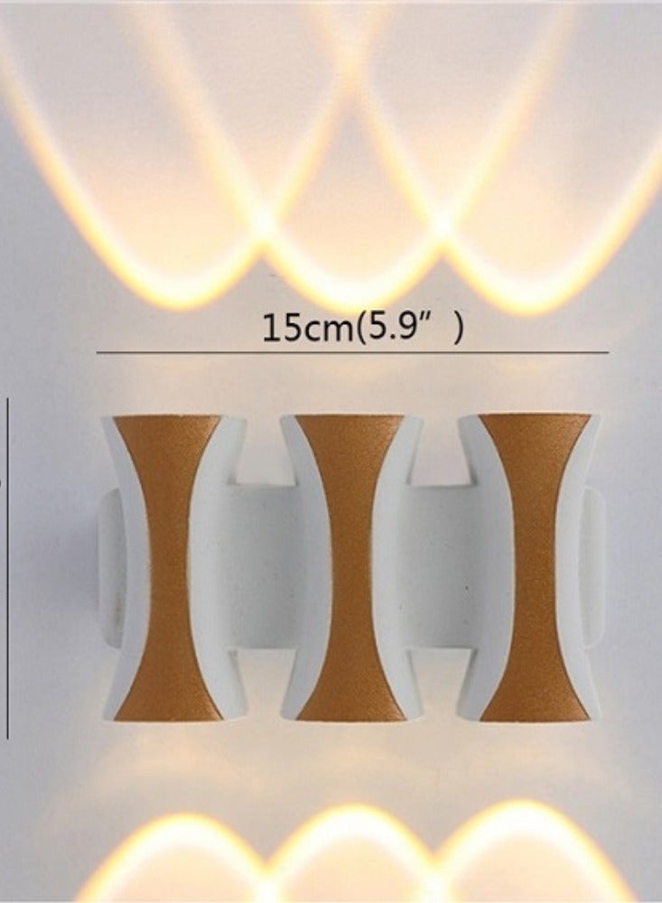 Up Down LED Wall Light 6W Modern Triple Direction Sconce White and Gold Luxury Design Indoor Decorative Lighting Fixture for Living Room and Bedroom 15cm - Image 4