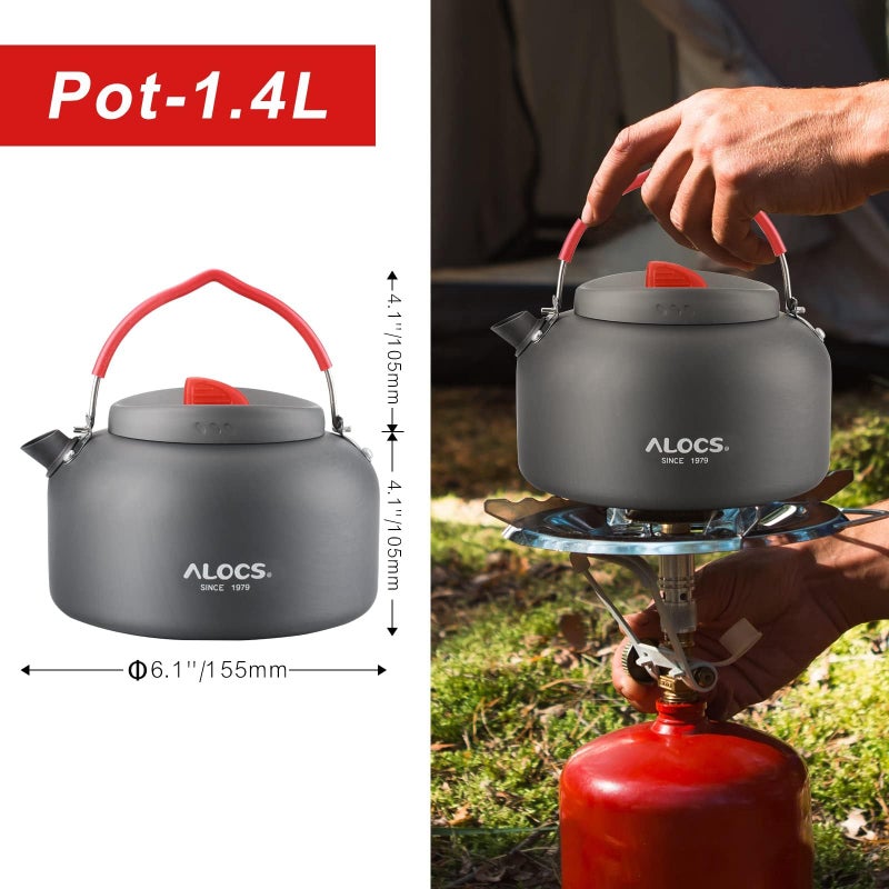 Alocs Camping Cookware Set - Lightweight Camping Cookware Mess Kit - Camping Pots and Pans Set - Camping Cooking Gear with Portable Carry Bag for Outdoor Backpacking Hiking and Picnic - Image 4